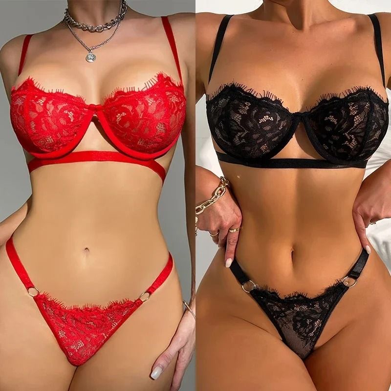 Fairy Embroidery Push Up Bra and Brief Lace Lingerie Set