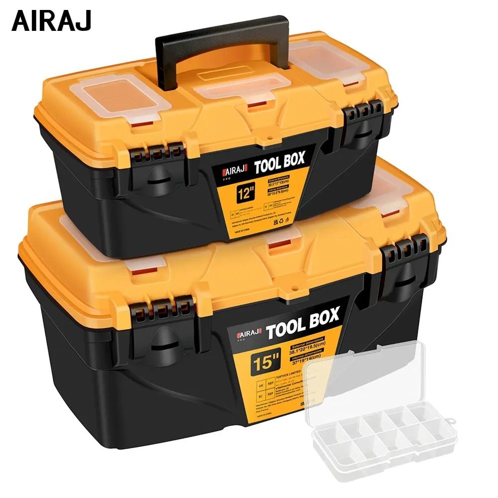 AIRAJ Plastic Hardware Toolbox Thickened Storage Case for Electrician and Carpenter Tools