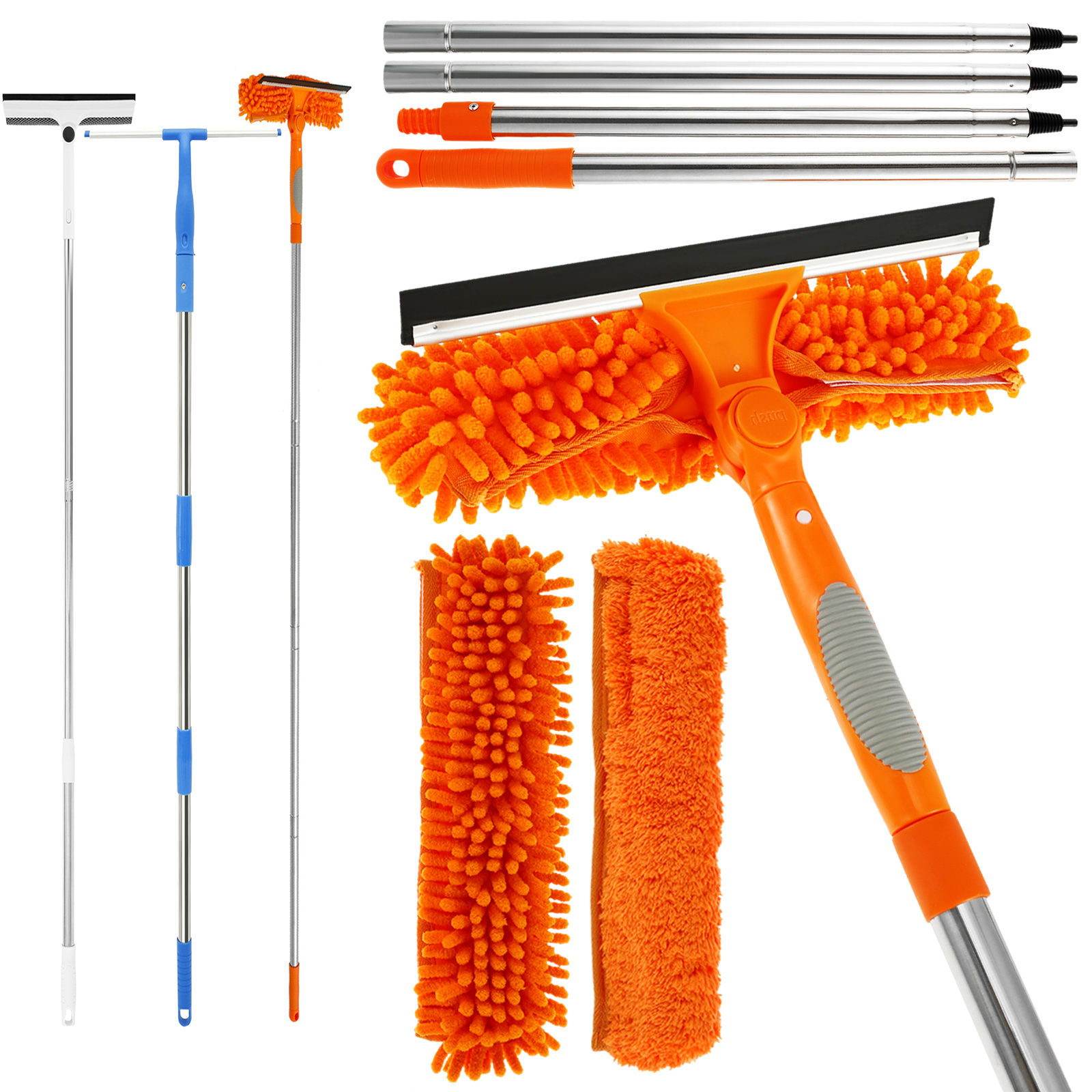 Rotatable Window Mop, Extendable Cleaning Tools Set, Household Squeegee Wiper, Dust Brush New