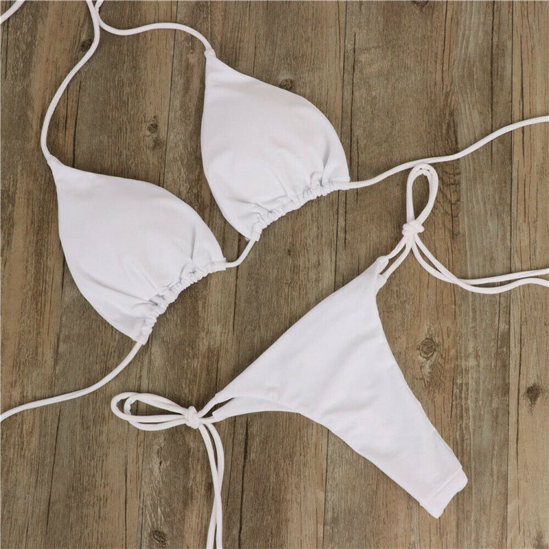 Women's Swimsuit Color Bikini Set Two-piece Triangle Thong Swimwear for Beach