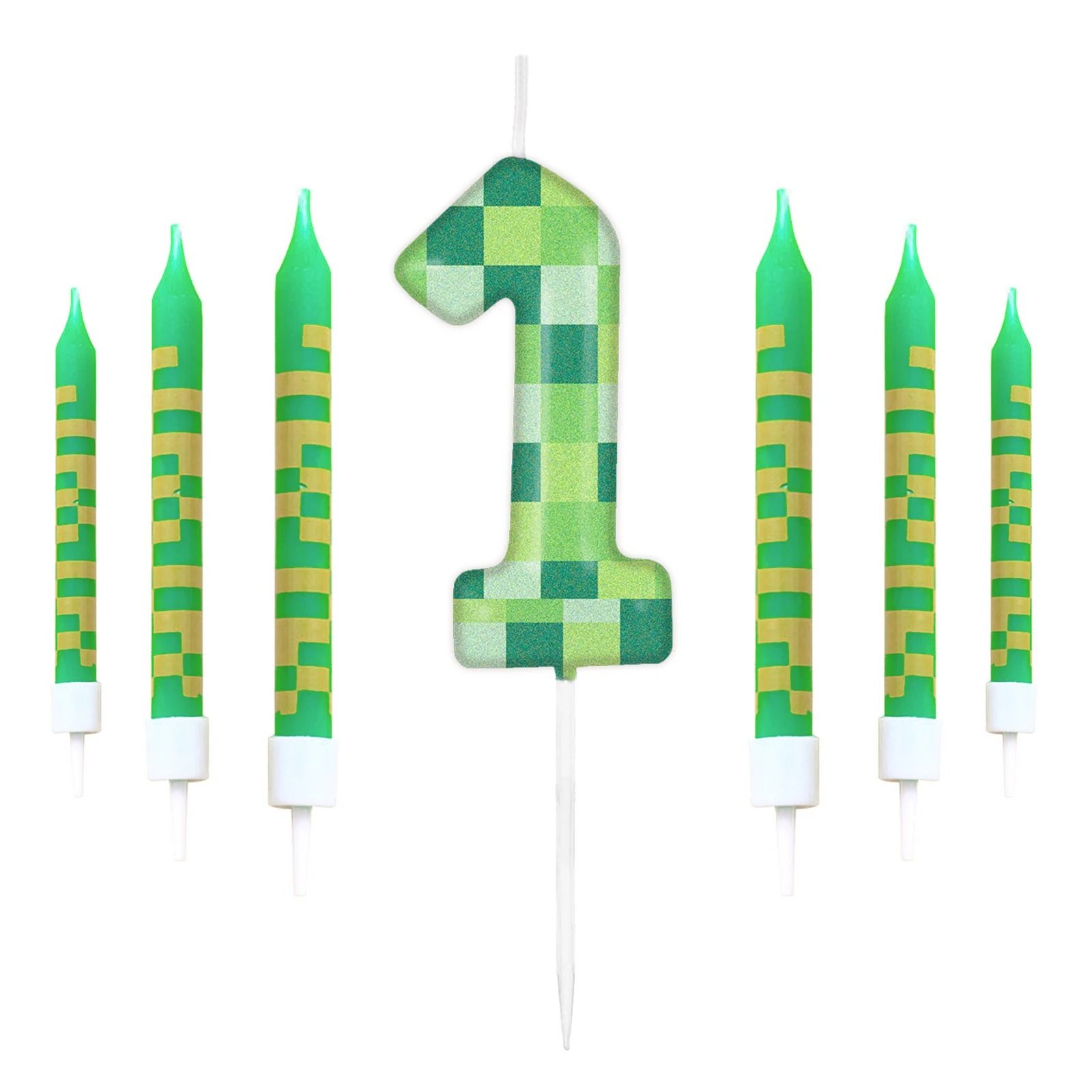 Pixelated Gamer Theme Birthday Candle Set