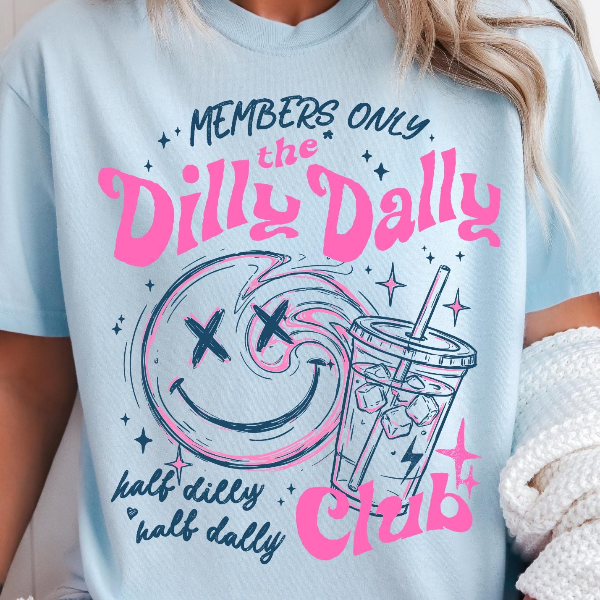 Dilly Dally Club Shirt Funny Introvert Lazy Girl Graphic Tee Trendy Outfit Gift