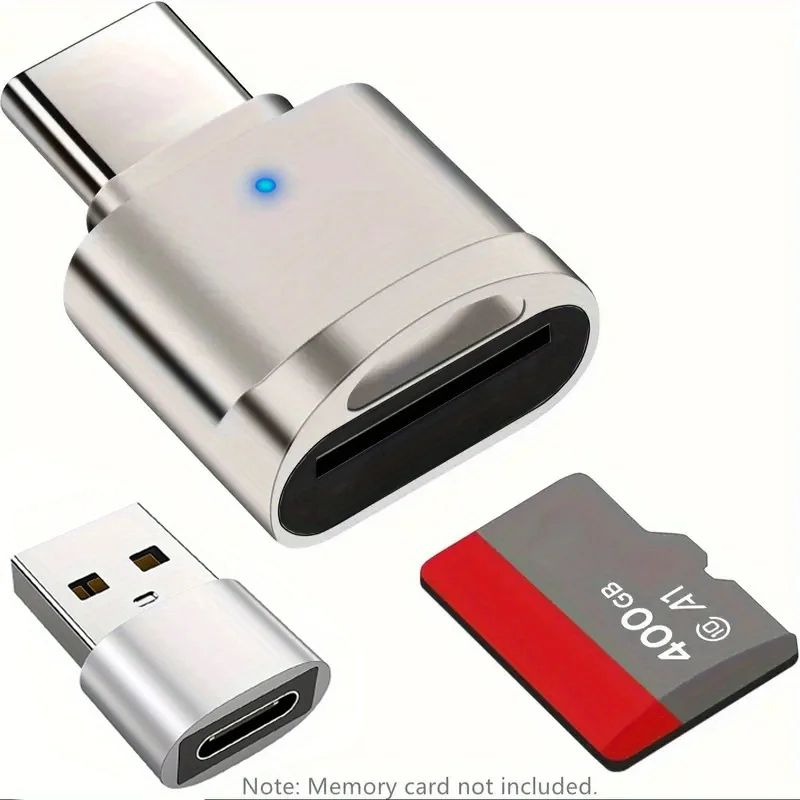 2 Pcs USB-C SD/TF Card Reader – Zinc Alloy Memory Card Adapter with USB-C to USB Converter for iPhone 15/16/17 Pro Max
