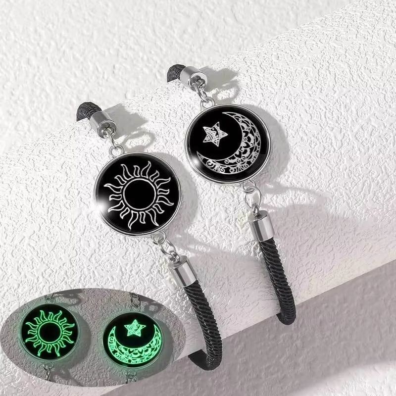 Romantic Sun & Moon Couple Bracelets – Handmade Braided Rope Jewelry for Men & Women