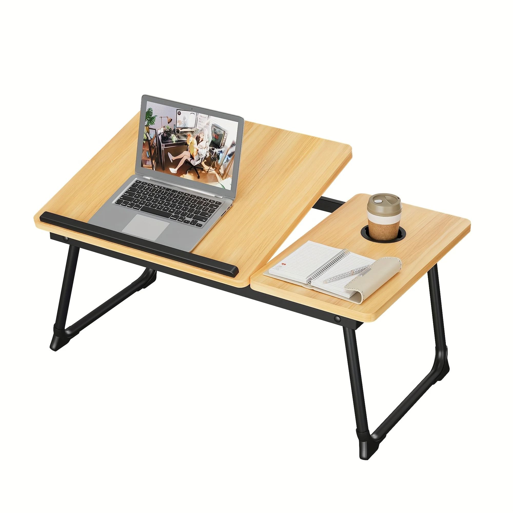 Foldable Laptop Bed Desk Tray with Cup Holder