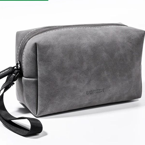 Premium Leather Tech Organizer & Travel Cable Management Bag
