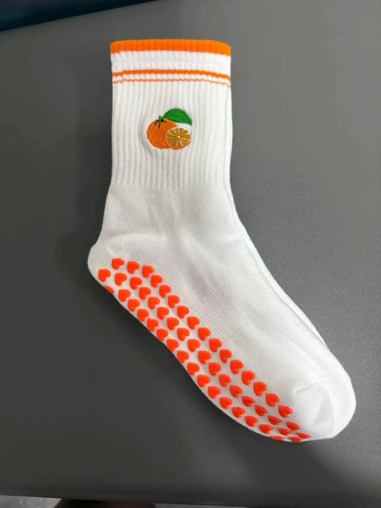 Womens Knitted Embroidered Non-Slip Yoga Socks EU 36–43 – Silicone Grip Pilates & Fitness Mid-Calf Socks