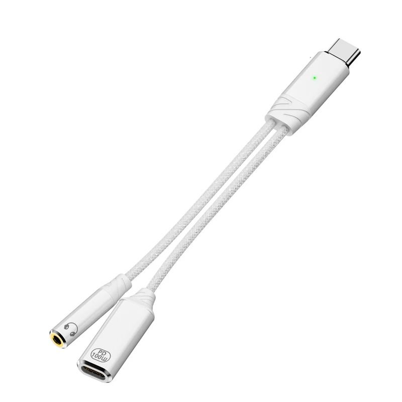 2 in 1 USB C to 3.5mm Headphone Adapter AUX Audio Cable for Smartphones