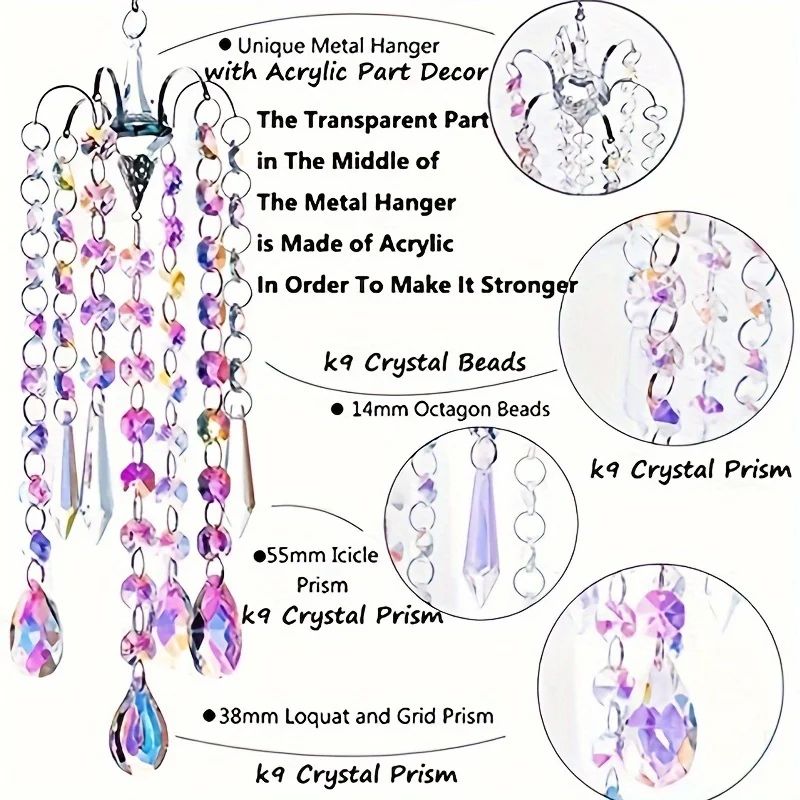 Crystal Chandelier Wind Chimes Rainbow Suncatcher