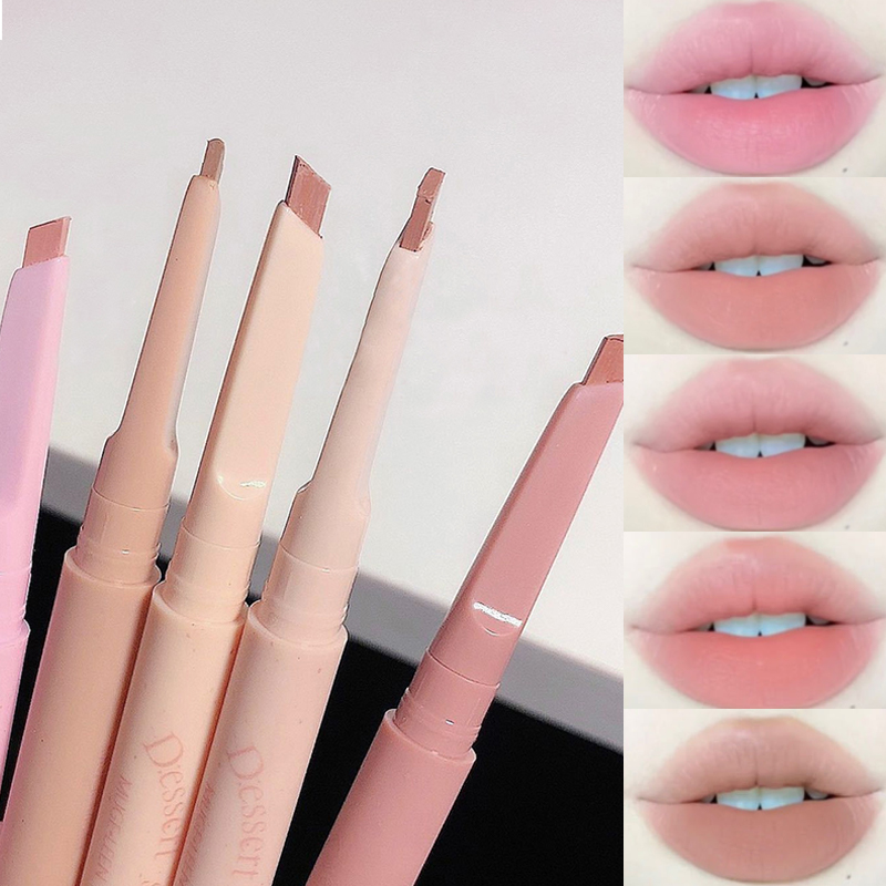 Dessert Lip Liner, Automatic Rotating Lipstick Pen, Waterproof Lasting No Color Outline Lip Definer, Smooth Precision