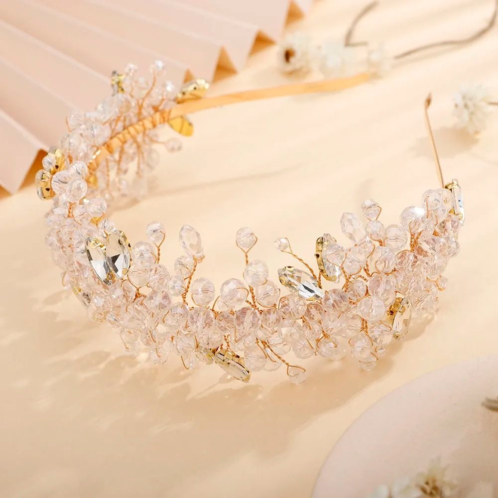 Women Rhinestone Bridal Tiara Headband Handmade
