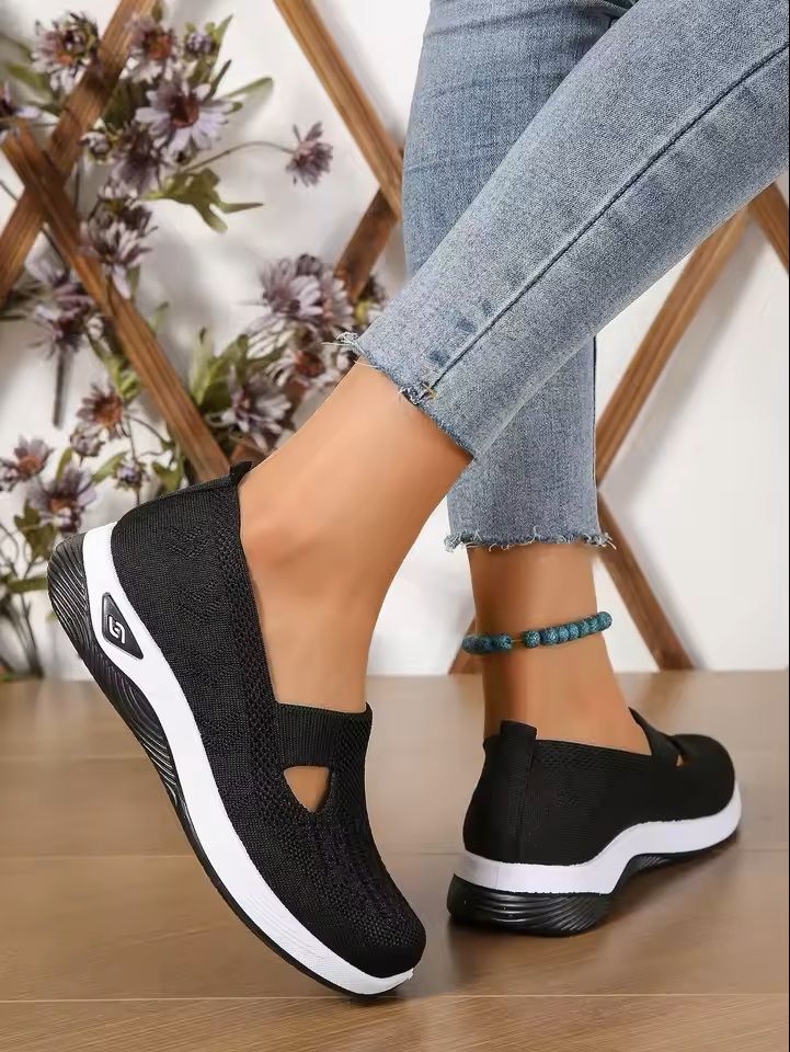 Womens Breathable Knit Sneakers Low Top Casual Shoes