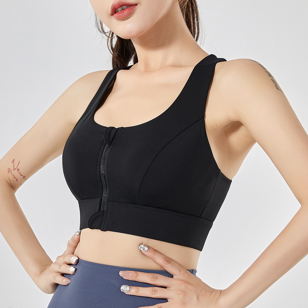 High Impact Front Zipper Sports Bra for Women | Quick Dry Shockproof Yoga Bra | Fitness & Running Vest Top