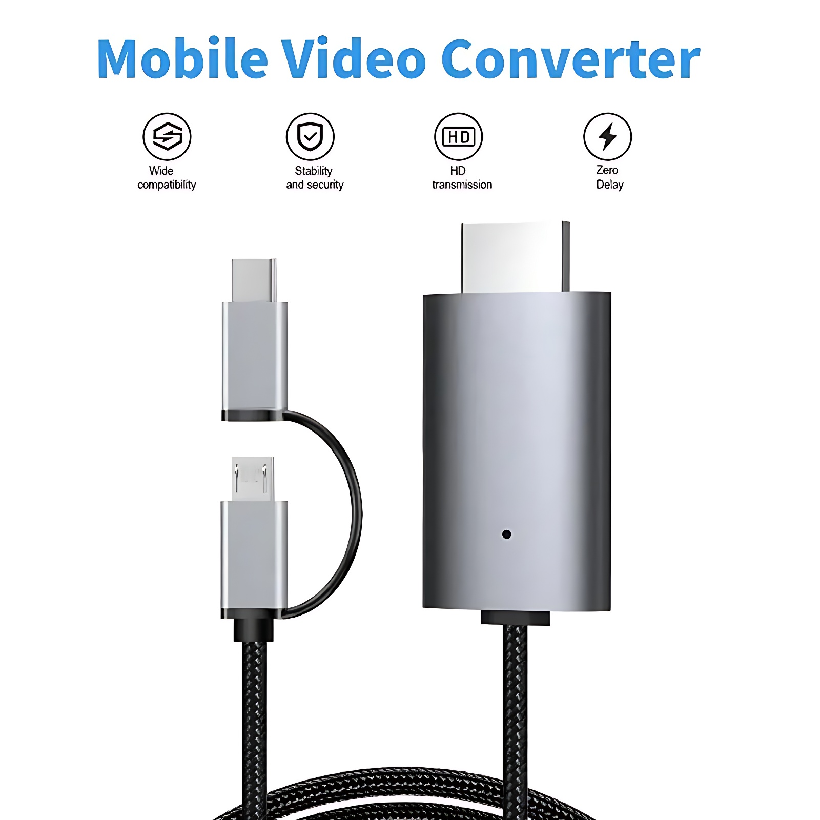 HD Streaming TV Stick Dongle Micro USB Type C to HDMI Cable for Screen Mirroring from Phone Tablet to TV