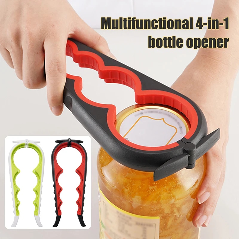Multi-Function Jar and Bottle Opener with Anti-Slip Grip