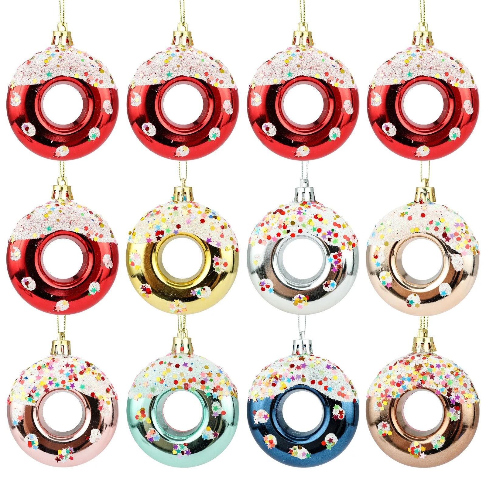 Christmas Tree Donut Ornaments Set Cute Candy Hanging Decorations