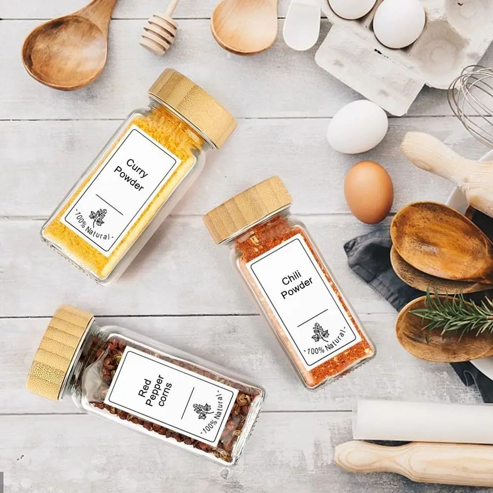 Airtight Spice Jar with Bamboo Lid 120ml Kitchen Container