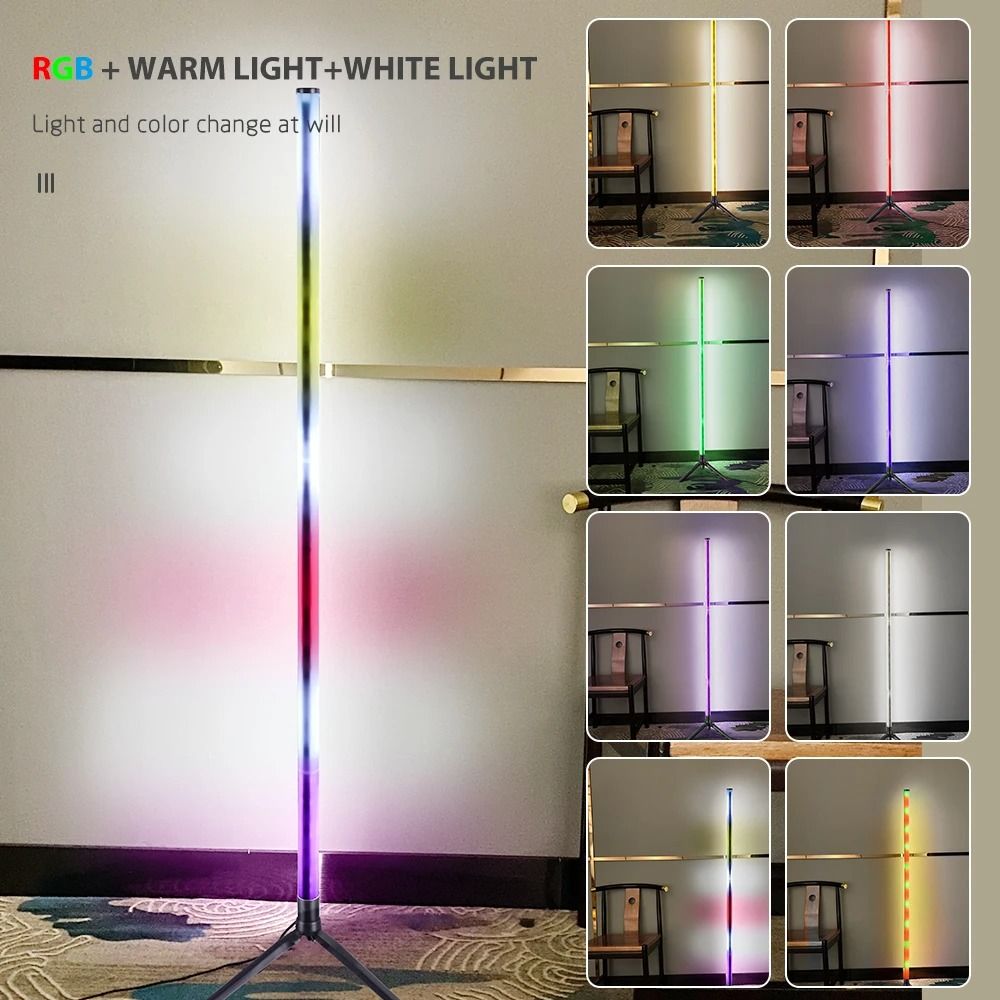 RGB Corner Floor Lamp Color Changing Dimmable Ambient Light for Bedroom