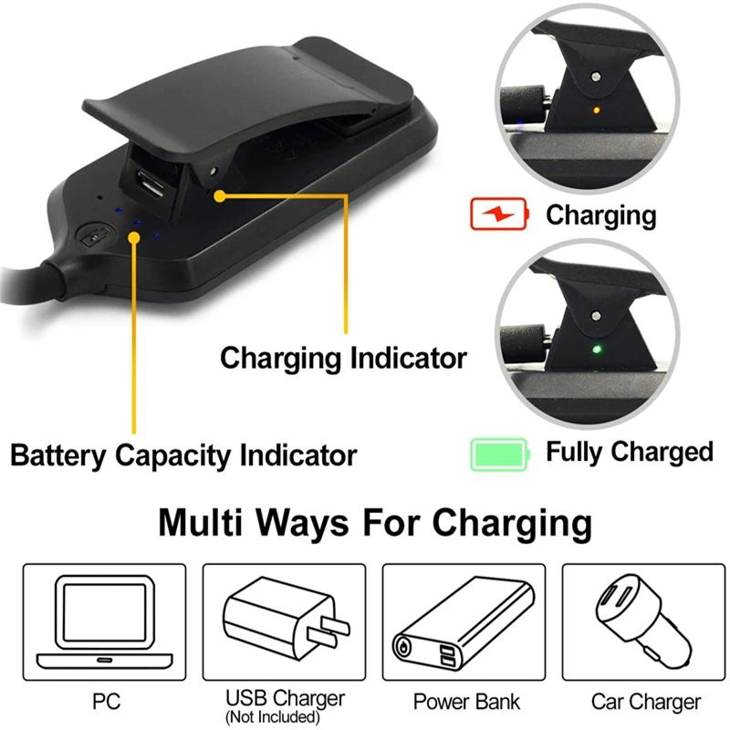 Mini USB Rechargeable Clip On Book Light