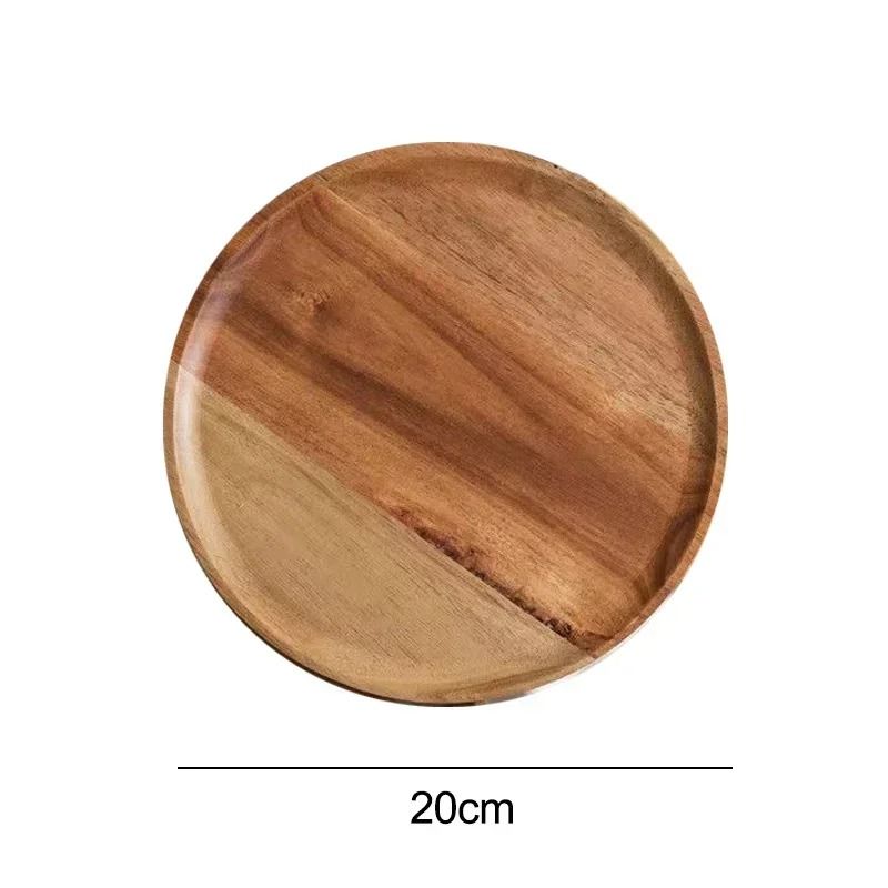 Wooden Round Serving Platter Tray Made from Natural Acacia Wood
