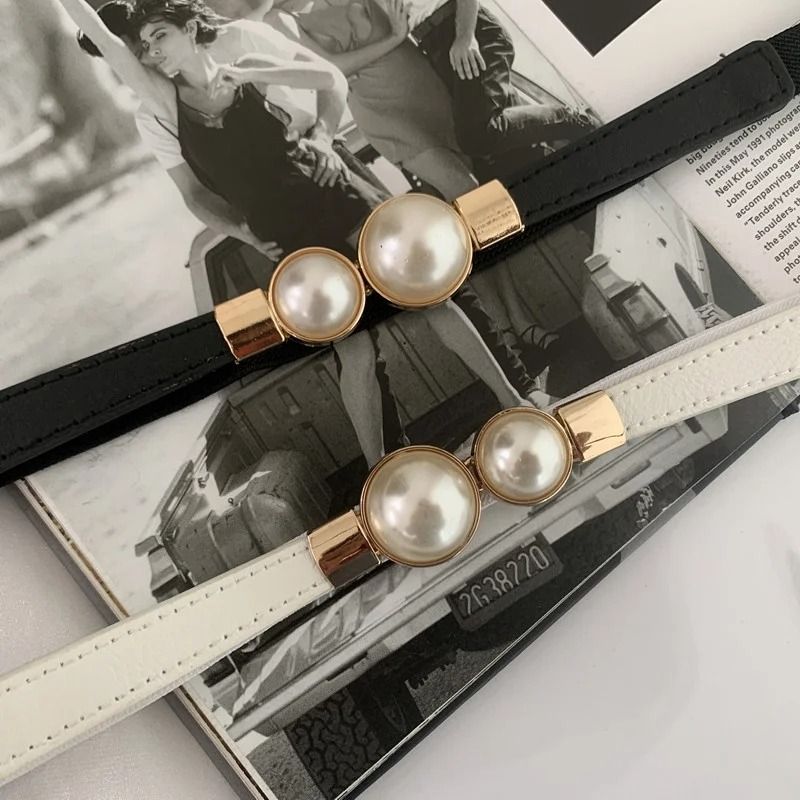 Elegant Pearl Buckle Elastic Waist Belt