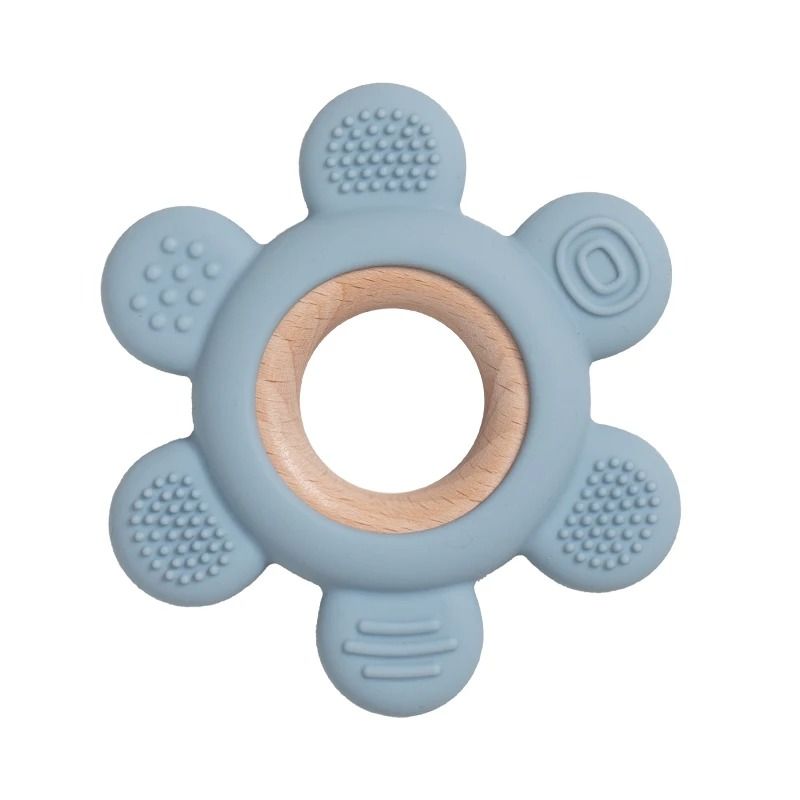Fruit-Theme Silicone & Wooden Baby Teether – BPA-Free Infant Chewing Toy