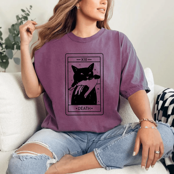 Tarot Cat Shirt Black Cat Witchy Tee