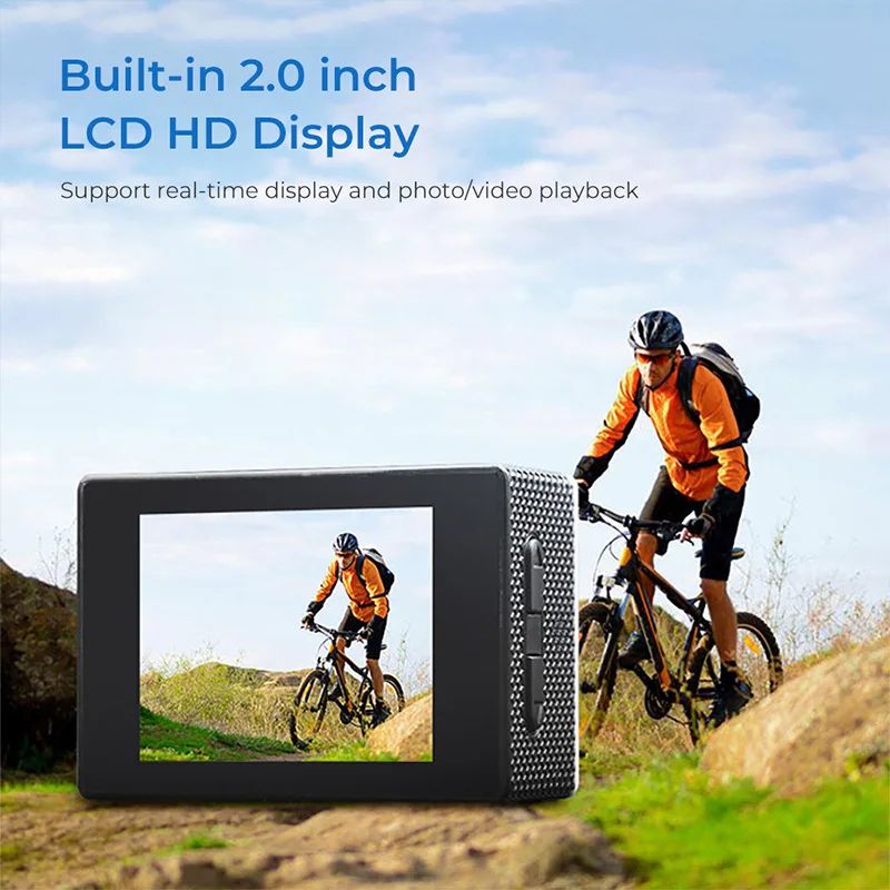 Waterproof Underwater Action Camera for Sports, Diving & Riding