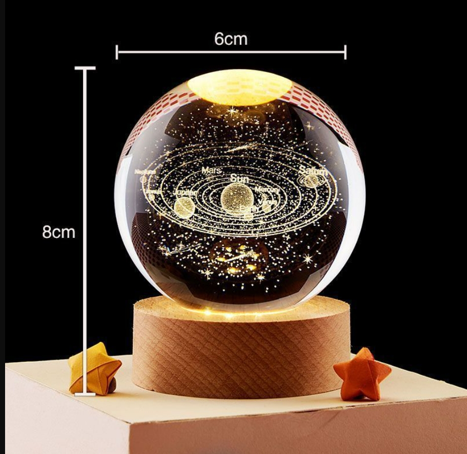 3D Planet Moon Glowing Table Lamp, LED Night Light Galaxy Crystal Ball, Bedroom Bedside Lamp, Home Decor Gift Light