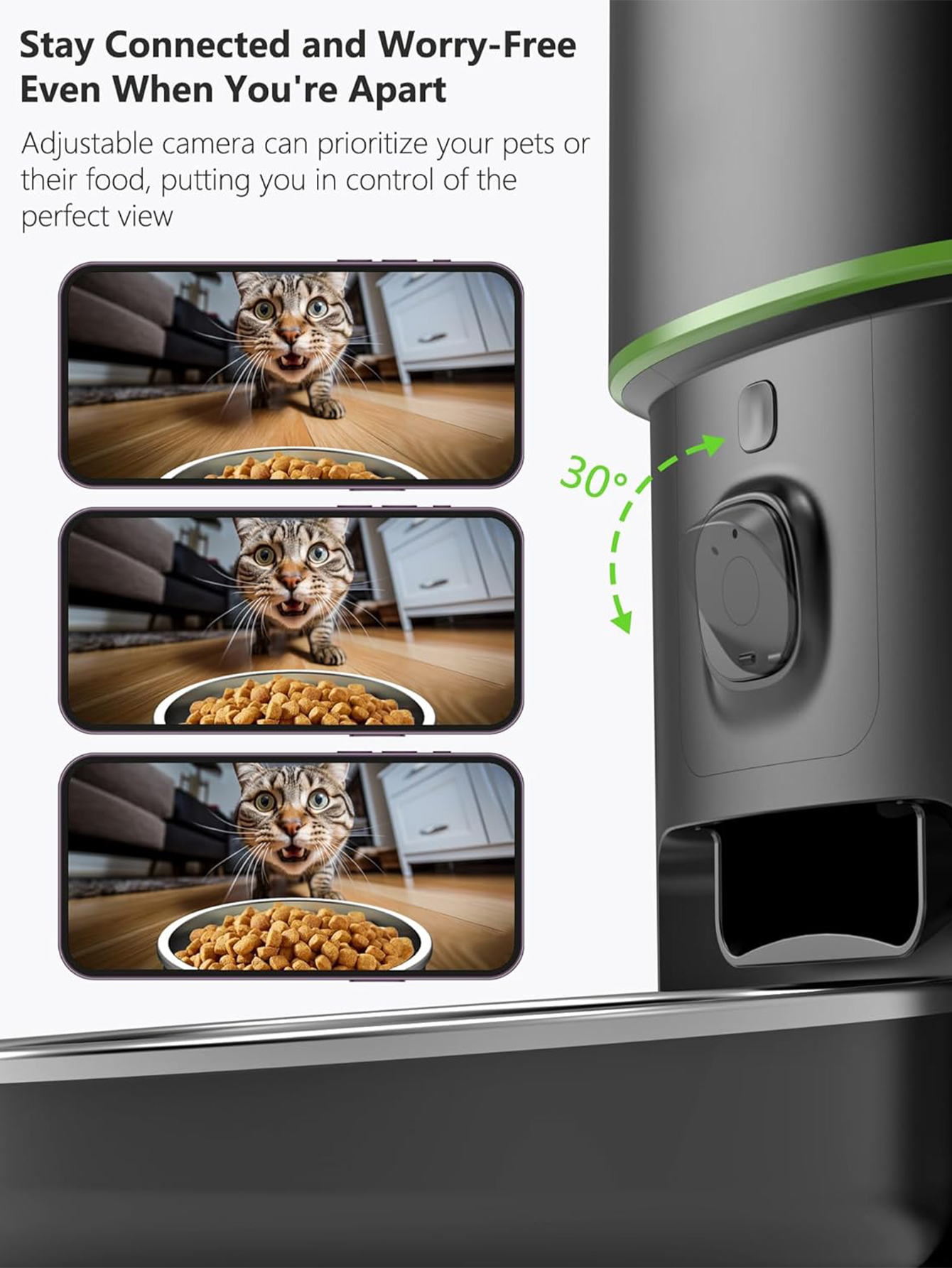 Automatic Smart Cat Feeder with Camera, WiFi-Enabled App Control for Cats & Dogs