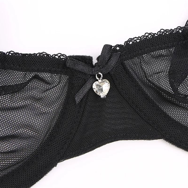 Varsbaby Sheer Mesh Underwire Bra Ultra Thin Unlined CDE Cup