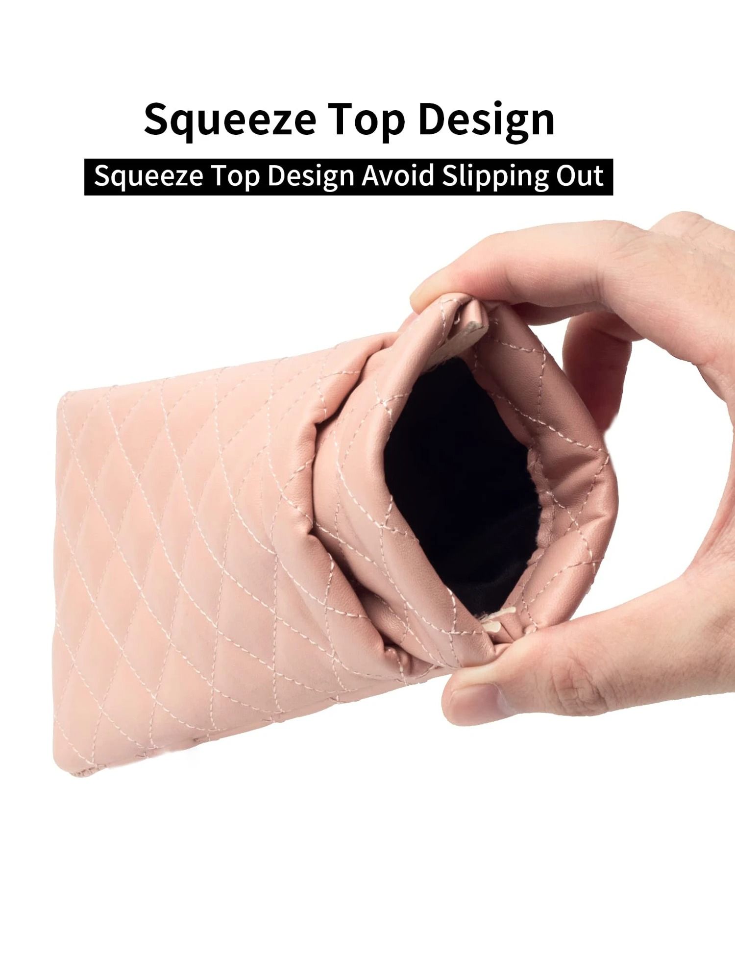 Double Layer Portable Squeeze Glasses Case Soft PU Leather Storage Bag