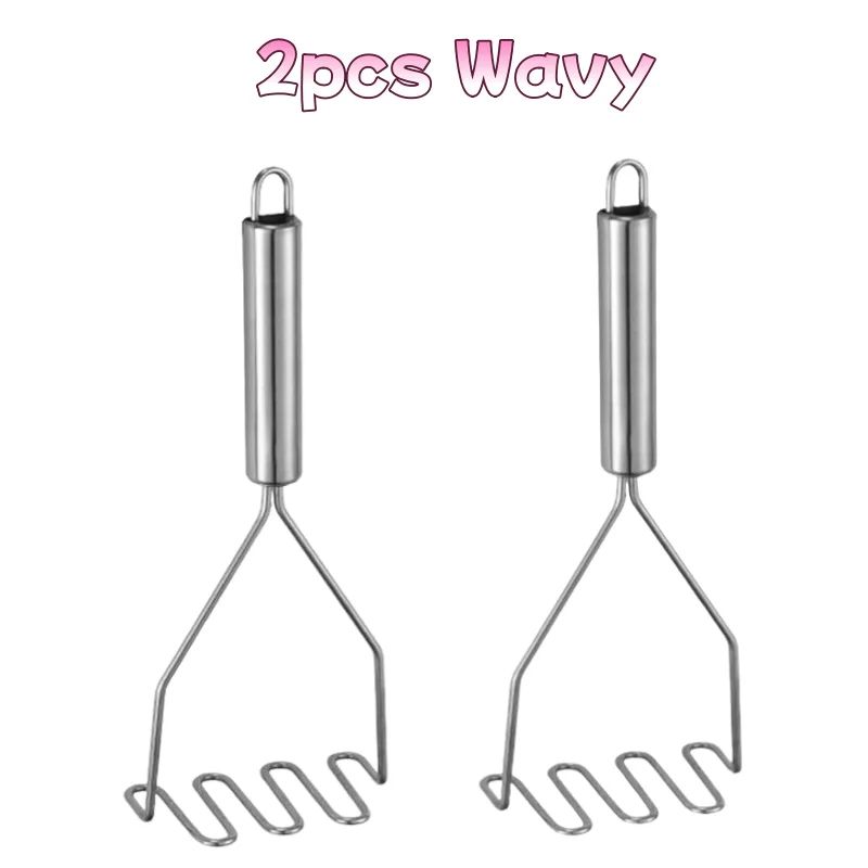 Stainless Steel Potato Masher & Baby Food Press – Heavy-Duty Manual Vegetable Masher