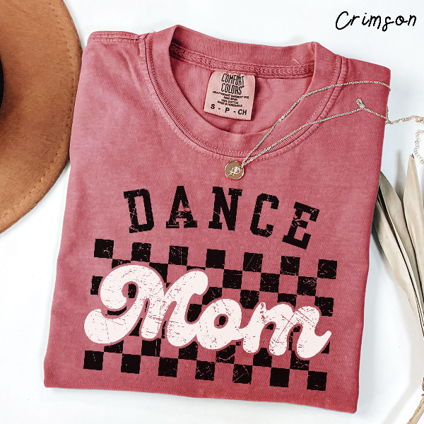 Dance Mom Checkered Shirt Retro Graphic Tee Trendy Recital Mom T-Shirt Casual Womens Top