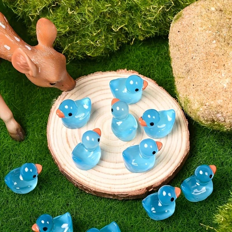Glow in the Dark Mini Blue Duck Figurines Set