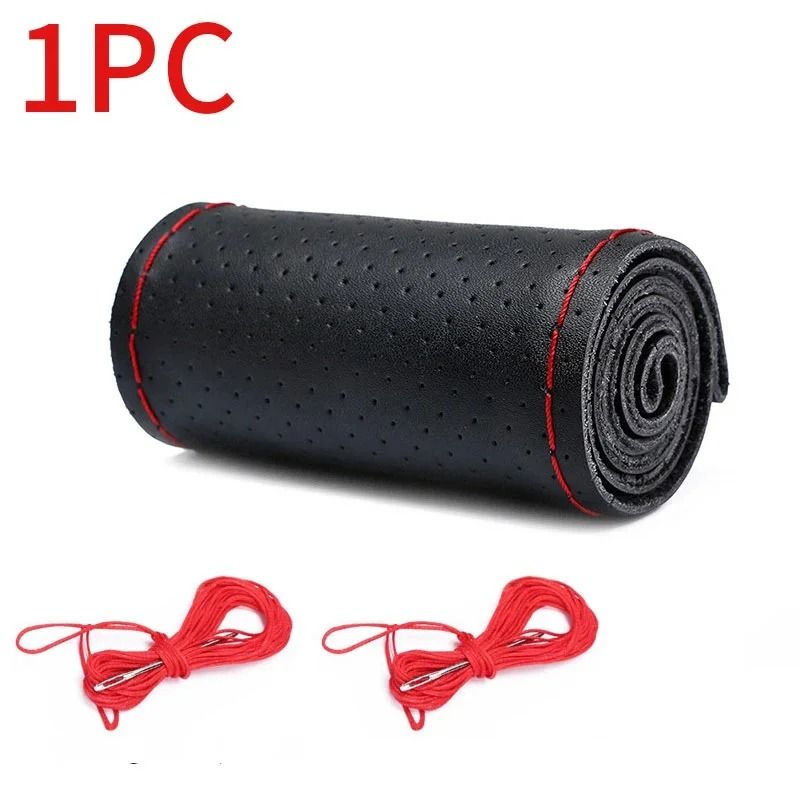 Genuine Leather Steering Wheel Cover With Braided Grip And Anti Scratch Protection