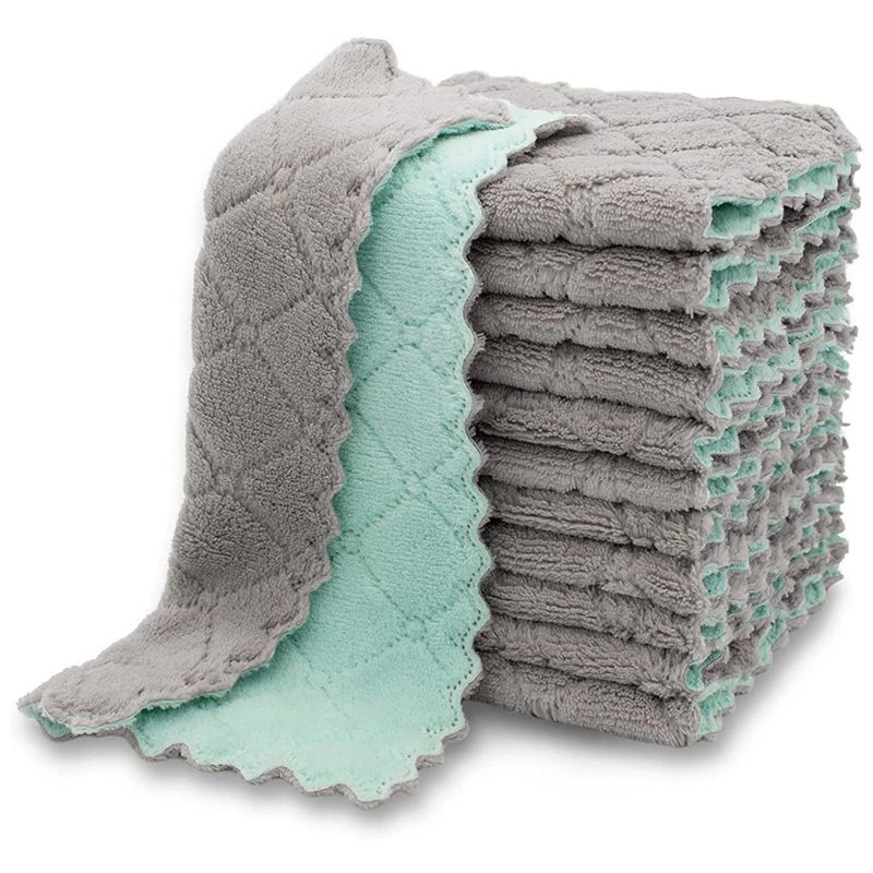 Coral Velvet Dish Towels – Super Absorbent Kitchen Cleaning Cloths (10-Pack)