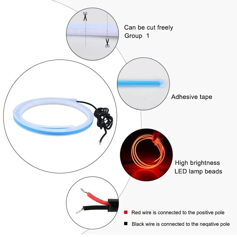 150cm LED Daytime Running Light Car Hood Light Strip DRL Ambient Engine Hood LED