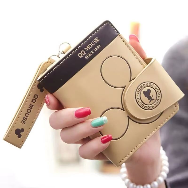 Women's Short PU Leather Wallet – Cute Cartoon Folding Zipper Handbag with Multi-Card Slots