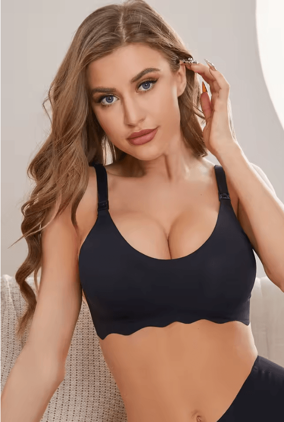Ultra Thin Comfortable Breastfeeding Bra with Detachable Clips and Traceless Support