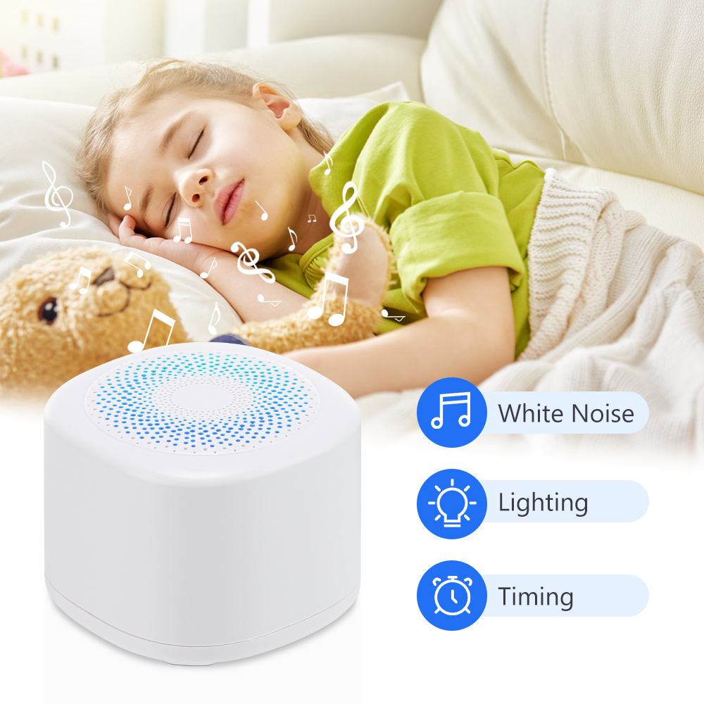 Baby Sleep Aid Device, Mini White Noise Machine with 7 Colors Night Light for Relaxation and Noise Reduction