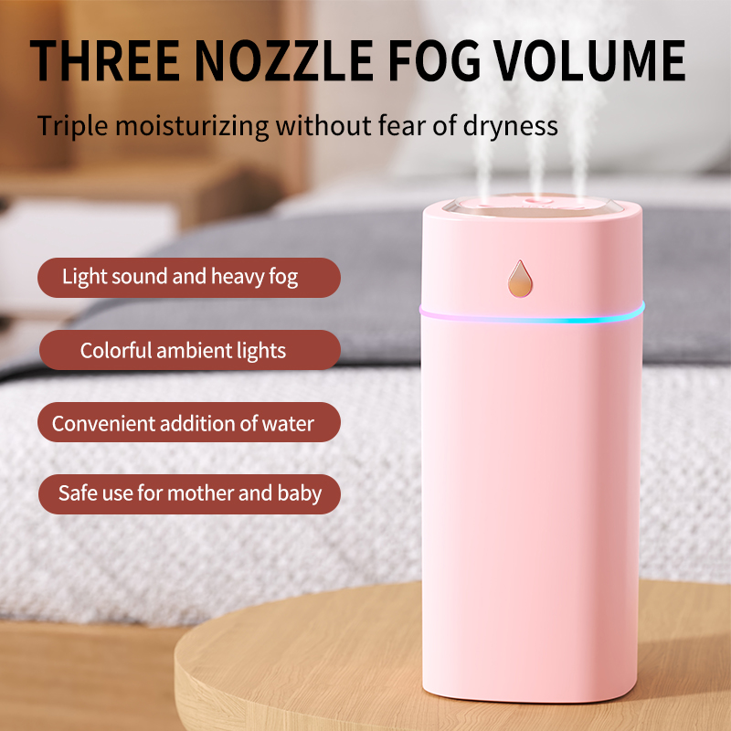 Fast and Gentle Triple-Nozzle Waterdrop Mist Humidifier for Optimal Moisture