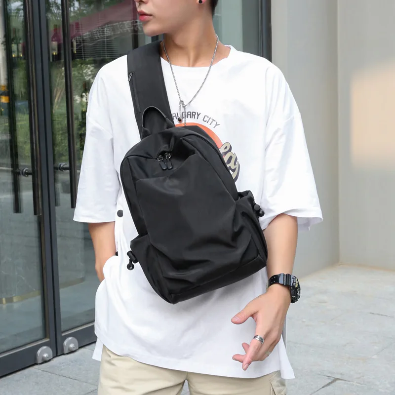 Mens Large Canvas Crossbody Chest Bag Oxford Cloth Designer Sling Bag for Casual Sports and Everyday Use