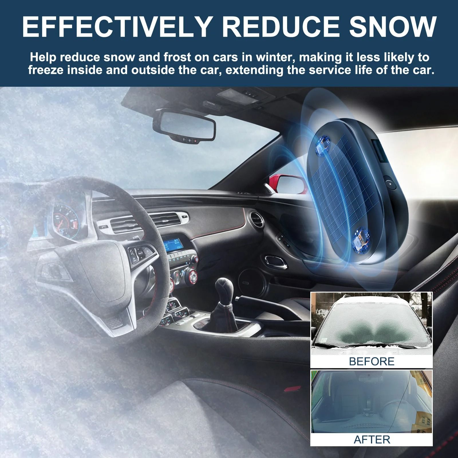 Car Windshield Snow Removal and Defroster Solar Powered Antifreeze Device