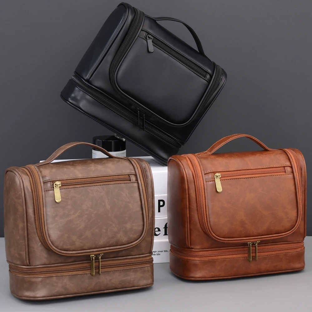 Men Multi-functional Waterproof Toiletry Bag, High Capacity Business Hand-held Storage