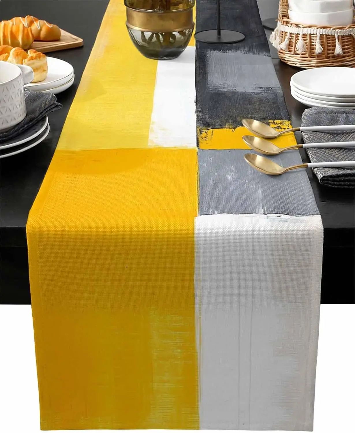 Abstract Geometric Linen Table Runner