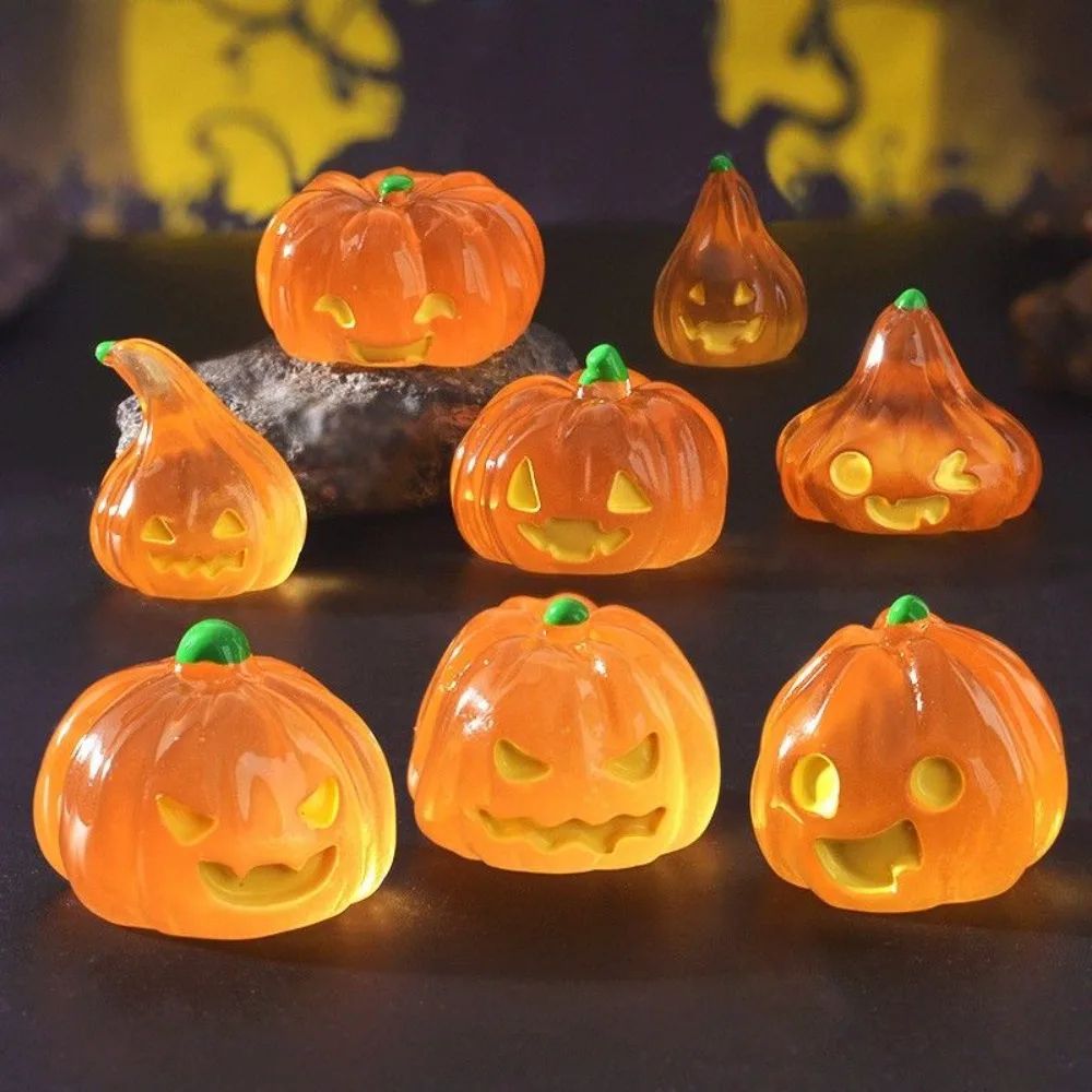 Mini Luminous Halloween Pumpkin Ghost Resin Ornament – Micro Landscape DIY Decoration