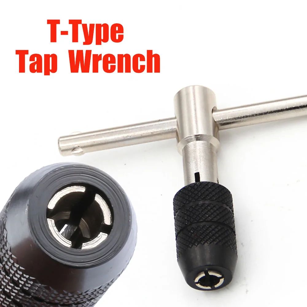 T-Type Adjustable Hand Tap Wrench Set for 3mm to 6mm Thread Tapping M6 to M8