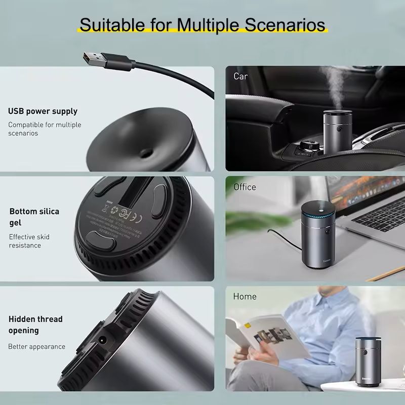 Car Aromatherapy Diffuser with LED Light and Air Purification