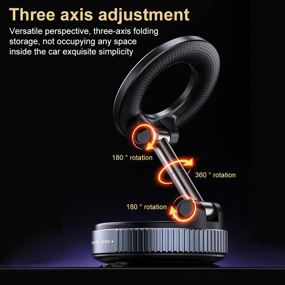 High-Visibility Magnetic Car Phone Mount with 360° Rotation & Foldable Design